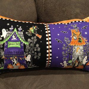 October Halloween Haunted Ghost House Pillow